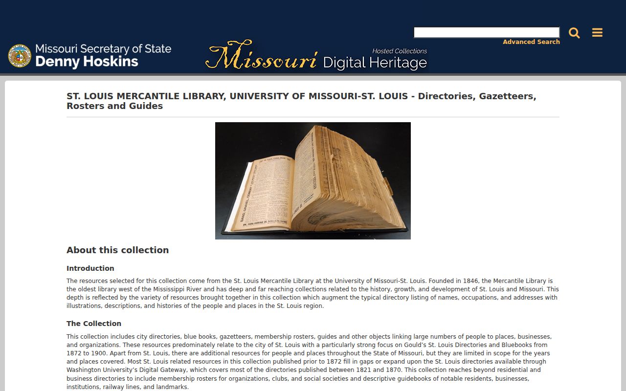 Missouri city directories and Blue Books in the UMSL digital collection